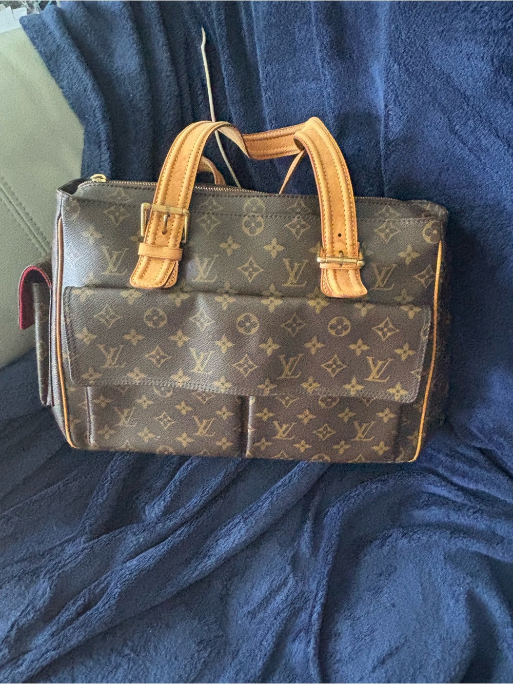 Louis Vuitton Brown Monogram Canvas Briefcase with Tan Leather Trim